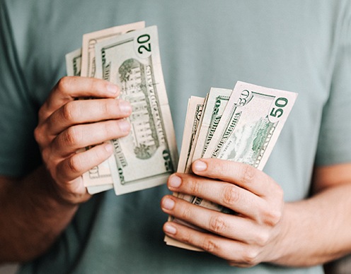 Man counting cash