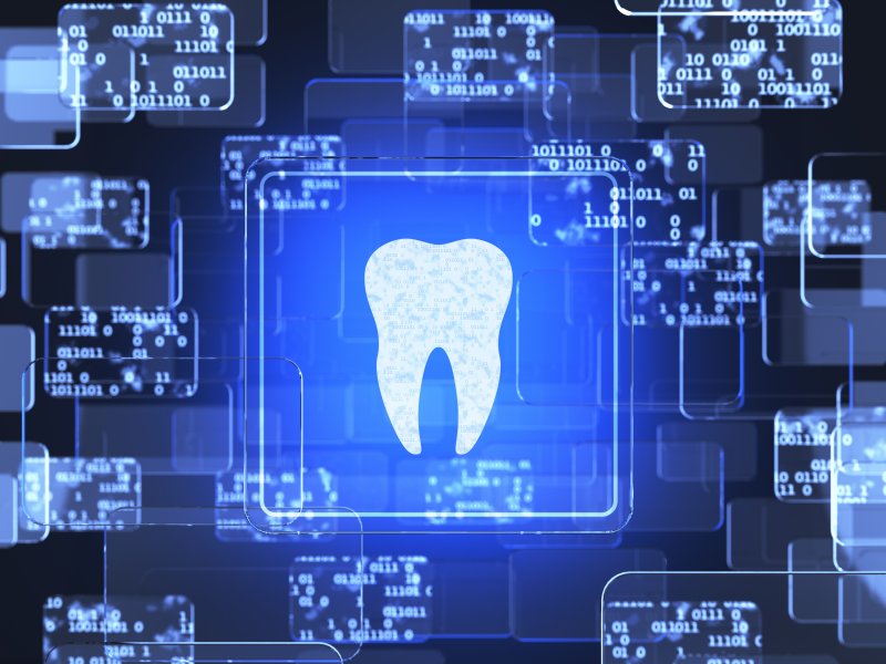 dental technology tooth icon on screen